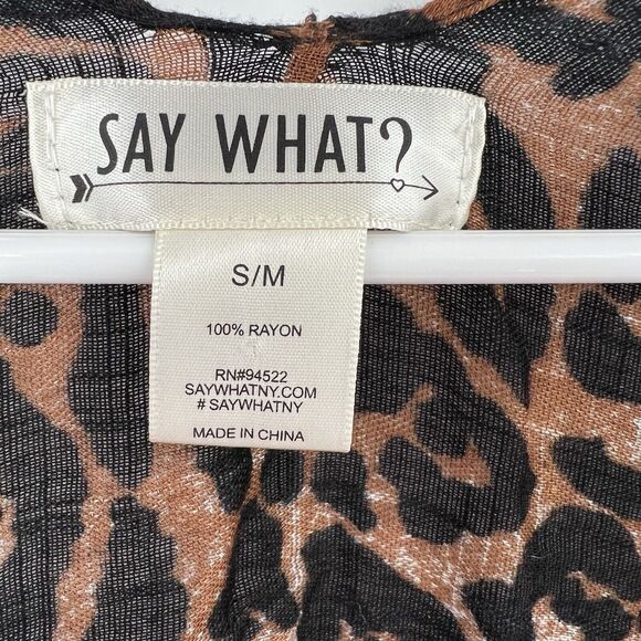 Womens Say What Open S/M Cardigan Kimono Wrap Lightweight Leopard Animal Boho - Picture 5 of 8